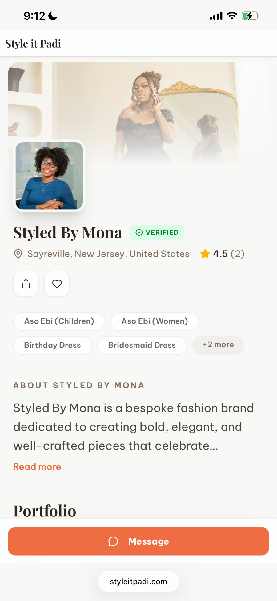 A fashion designer's online store