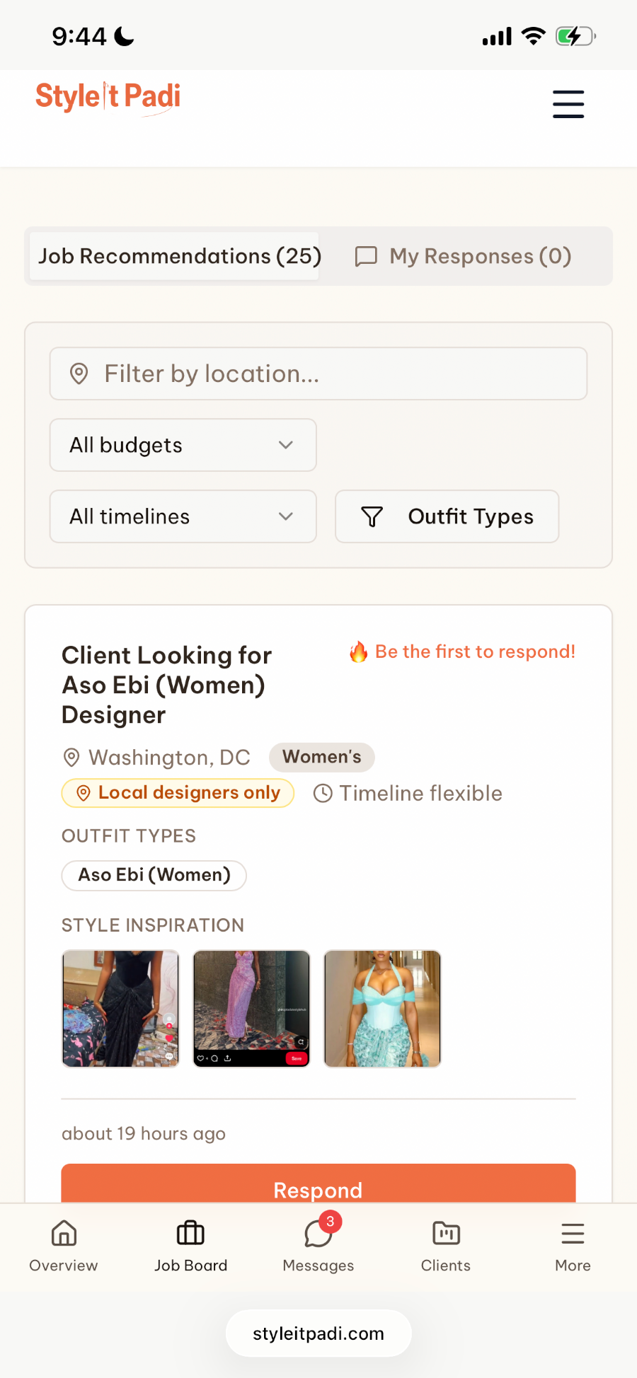 Client requests on the Style It Padi job board
